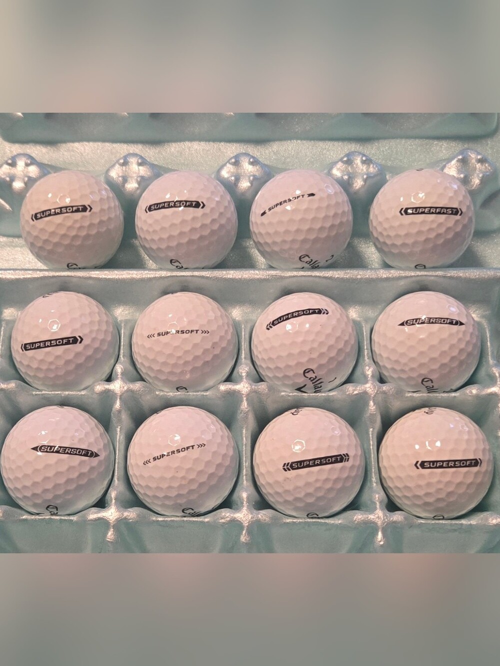 12 Callaway 5A+ Supersoft w/1 Superfast white Golf Balls. No Logos or Markings. - Picture 2 of 2